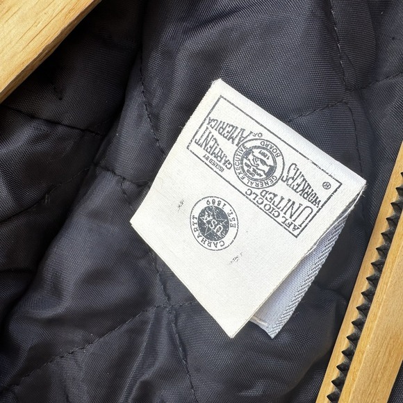 Vintage Carhartt Tan Hooded Jacket J06WET Quilted USA Union Made 2XL Year 1999 - Picture 10 of 13